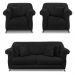 Kit 2 Poltronas e Sofá Living 2 Lugares 1,60m Vênus Suede Preto Pés Castanho - Pallazio