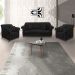 Kit 2 Poltronas e Sofá Living 2 Lugares 1,60m Vênus Suede Preto Pés Castanho - Pallazio