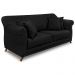 Kit 2 Poltronas e Sofá Living 2 Lugares 1,60m Vênus Suede Preto Pés Castanho - Pallazio