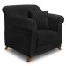 Kit 2 Poltronas e Sofá Living 2 Lugares 1,60m Vênus Suede Preto Pés Castanho - Pallazio