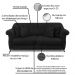 Kit 2 Poltronas e Sofá Living 2 Lugares 1,60m Vênus Suede Preto Pés Castanho - Pallazio