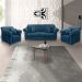 Kit 2 Poltronas e Sofá Living 2 Lugares 1,60m Vênus Veludo Azul Marinho Pés Castanho - Pallazio