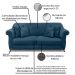 Kit 2 Poltronas e Sofá Living 2 Lugares 1,60m Vênus Veludo Azul Marinho Pés Castanho - Pallazio