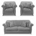 Kit 2 Poltronas e Sofá Living 2 Lugares 1,60m Vênus Veludo Cinza Grafite Pés Castanho - Pallazio