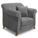 Kit 2 Poltronas e Sofá Living 2 Lugares 1,60m Vênus Veludo Cinza Grafite Pés Castanho - Pallazio