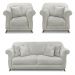 Kit 2 Poltronas e Sofá Living 2 Lugares 1,60m Vênus Veludo Cinza Prata Pés Castanho - Pallazio