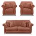 Kit 2 Poltronas e Sofá Living 2 Lugares 1,60m Vênus Veludo Cobre Pés Castanho - Pallazio