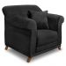 Kit 2 Poltronas e Sofá Living 2 Lugares 1,60m Vênus Veludo Preto Pés Castanho - Pallazio