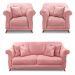 Kit 2 Poltronas e Sofá Living 2 Lugares 1,60m Vênus Veludo Rosa Pés Castanho - Pallazio