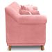 Kit 2 Poltronas e Sofá Living 2 Lugares 1,60m Vênus Veludo Rosa Pés Castanho - Pallazio