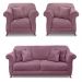 Kit 2 Poltronas e Sofá Living 2 Lugares 1,60m Vênus Veludo Uva Pés Castanho - Pallazio