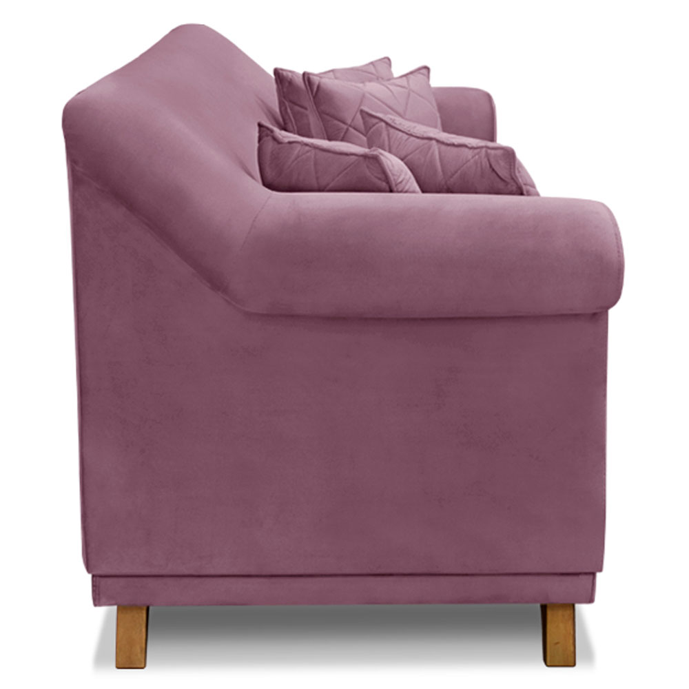 Kit 2 Poltronas e Sofá Living 2 Lugares 1,60m Vênus Veludo Uva Pés Castanho - Pallazio