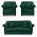 Kit 2 Poltronas e Sofá Living 2 Lugares 1,60m Vênus Veludo Verde Floresta Pés Castanho - Pallazio