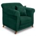 Kit 2 Poltronas e Sofá Living 2 Lugares 1,60m Vênus Veludo Verde Floresta Pés Castanho - Pallazio