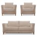 Kit 2 Poltronas e Sofá Living 2 Lugares 1,70m Vega Linho Areia Pés Castanho - Pallazio