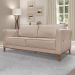 Kit 2 Poltronas e Sofá Living 2 Lugares 1,70m Vega Linho Areia Pés Castanho - Pallazio