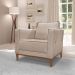 Kit 2 Poltronas e Sofá Living 2 Lugares 1,70m Vega Linho Areia Pés Castanho - Pallazio
