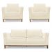 Kit 2 Poltronas e Sofá Living 2 Lugares 1,70m Vega Linho Bege Pés Castanho - Pallazio