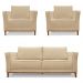 Kit 2 Poltronas e Sofá Living 2 Lugares 1,70m Vega Linho Dourado Pés Castanho - Pallazio