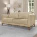 Kit 2 Poltronas e Sofá Living 2 Lugares 1,70m Vega Linho Dourado Pés Castanho - Pallazio