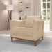 Kit 2 Poltronas e Sofá Living 2 Lugares 1,70m Vega Linho Dourado Pés Castanho - Pallazio
