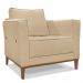 Kit 2 Poltronas e Sofá Living 2 Lugares 1,70m Vega Linho Dourado Pés Castanho - Pallazio
