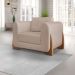 Kit 2 Poltronas e Sofá Living 2 Lugares 1,80m Lottus Linho Areia Pés Castanho - Pallazio