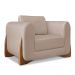 Kit 2 Poltronas e Sofá Living 2 Lugares 1,80m Lottus Linho Areia Pés Castanho - Pallazio