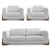 Kit 2 Poltronas e Sofá Living 2 Lugares 1,80m Lottus Linho Cinza Pés Castanho - Pallazio