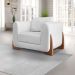 Kit 2 Poltronas e Sofá Living 2 Lugares 1,80m Lottus Linho Cinza Pés Castanho - Pallazio