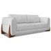 Kit 2 Poltronas e Sofá Living 2 Lugares 1,80m Lottus Linho Cinza Pés Castanho - Pallazio