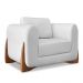 Kit 2 Poltronas e Sofá Living 2 Lugares 1,80m Lottus Linho Cinza Pés Castanho - Pallazio
