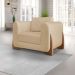 Kit 2 Poltronas e Sofá Living 2 Lugares 1,80m Lottus Linho Dourado Pés Castanho - Pallazio