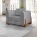 Kit 2 Poltronas e Sofá Living 2 Lugares 1,80m Lottus Linho Grafite Pés Castanho - Pallazio