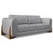 Kit 2 Poltronas e Sofá Living 2 Lugares 1,80m Lottus Linho Grafite Pés Castanho - Pallazio