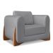 Kit 2 Poltronas e Sofá Living 2 Lugares 1,80m Lottus Linho Grafite Pés Castanho - Pallazio