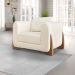 Kit 2 Poltronas e Sofá Living 2 Lugares 1,80m Lottus Linho Natural Pés Castanho - Pallazio