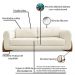 Kit 2 Poltronas e Sofá Living 2 Lugares 1,80m Lottus Linho Natural Pés Castanho - Pallazio