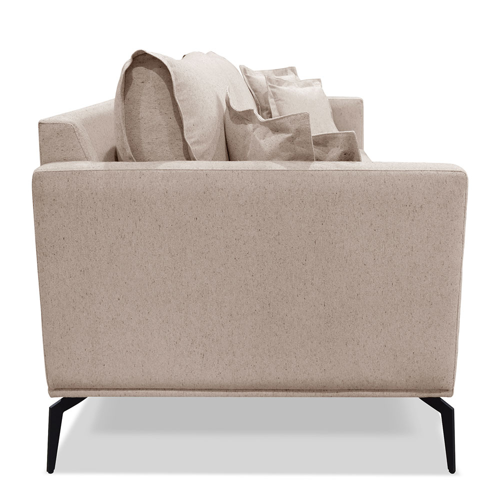 Kit 2 Poltronas e Sofá Living 2 Lugares 1,80m Sirius Linho Areia Pés Metálicos - Pallazio