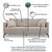 Kit 2 Poltronas e Sofá Living 2 Lugares 1,80m Sirius Linho Areia Pés Metálicos - Pallazio