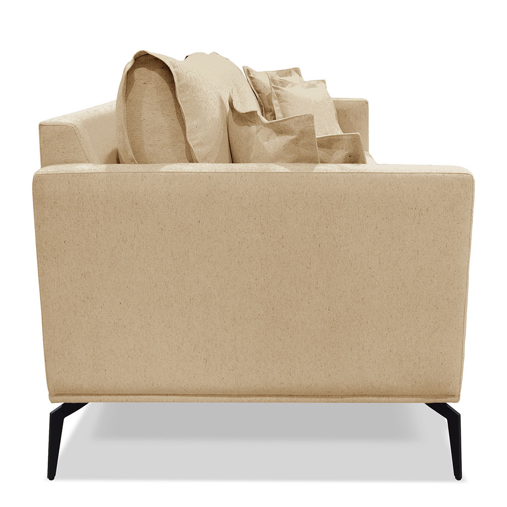 Kit 2 Poltronas e Sofá Living 2 Lugares 1,80m Sirius Linho Dourado Pés Metálicos - Pallazio