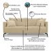 Kit 2 Poltronas e Sofá Living 2 Lugares 1,80m Sirius Linho Dourado Pés Metálicos - Pallazio