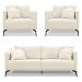 Kit 2 Poltronas e Sofá Living 2 Lugares 1,80m Sirius Linho Natural Pés Metálicos - Pallazio