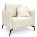 Kit 2 Poltronas e Sofá Living 2 Lugares 1,80m Sirius Linho Natural Pés Metálicos - Pallazio