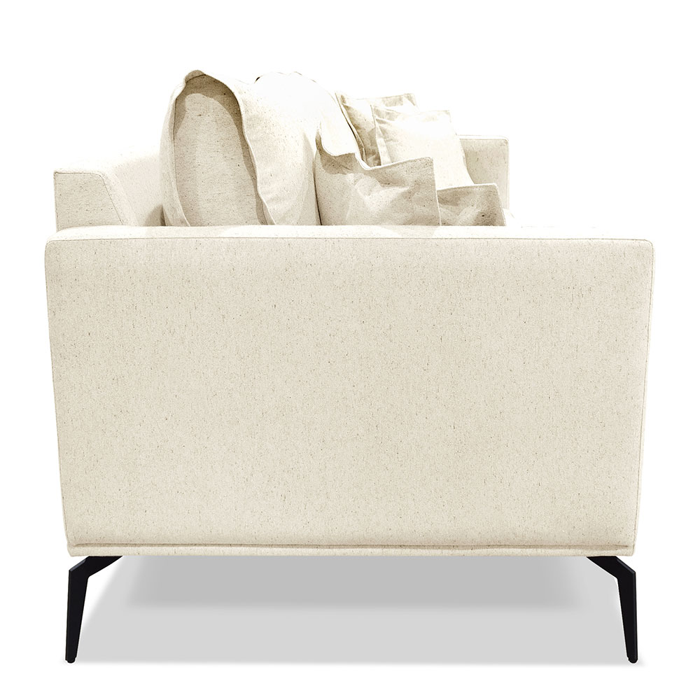 Kit 2 Poltronas e Sofá Living 2 Lugares 1,80m Sirius Linho Natural Pés Metálicos - Pallazio