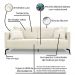 Kit 2 Poltronas e Sofá Living 2 Lugares 1,80m Sirius Linho Natural Pés Metálicos - Pallazio