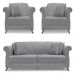Kit 2 Poltronas e Sofá Living 2 Lugares 1,80m Vênus Linho Grafite Pés Castanho - Pallazio
