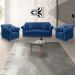 Kit 2 Poltronas e Sofá Living 2 Lugares 1,80m Vênus Suede Azul Marinho Pés Castanho - Pallazio