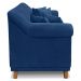 Kit 2 Poltronas e Sofá Living 2 Lugares 1,80m Vênus Suede Azul Marinho Pés Castanho - Pallazio