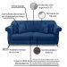 Kit 2 Poltronas e Sofá Living 2 Lugares 1,80m Vênus Suede Azul Marinho Pés Castanho - Pallazio